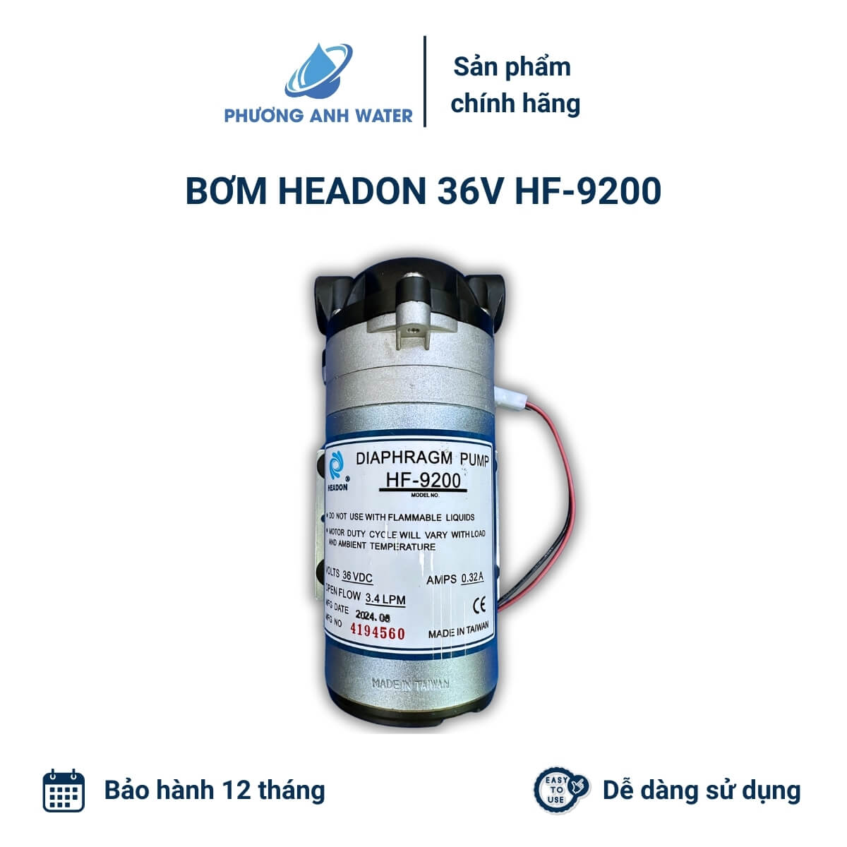 Bơm tăng áp HEADON Đài Loan HF-9200 36V