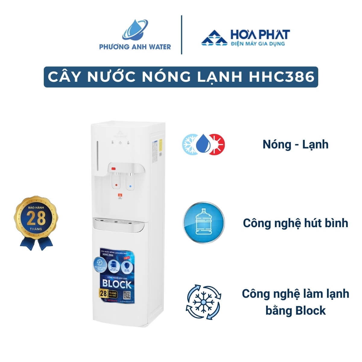 Cây nước nóng lạnh hút bình Hòa Phát HHC386