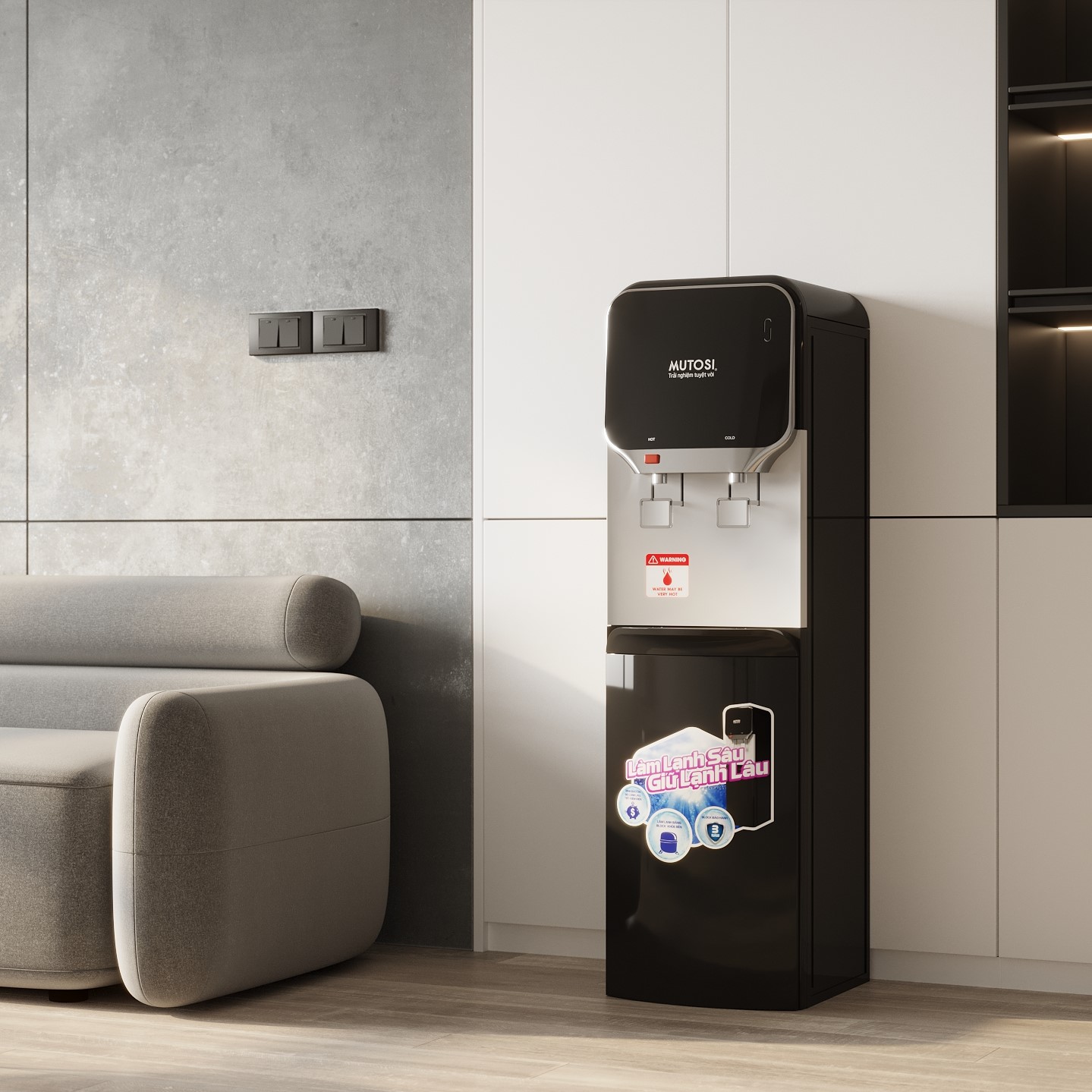 Cây nước nóng lạnh hút bình Mutosi MD-250BK