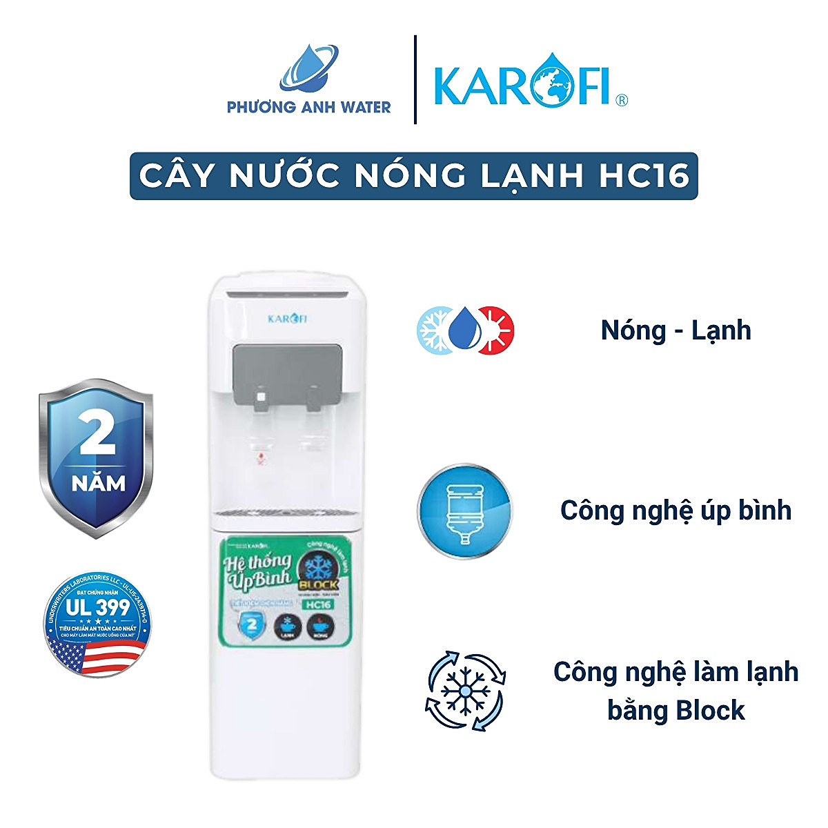 Cây nước nóng lạnh úp bình Karofi HC16