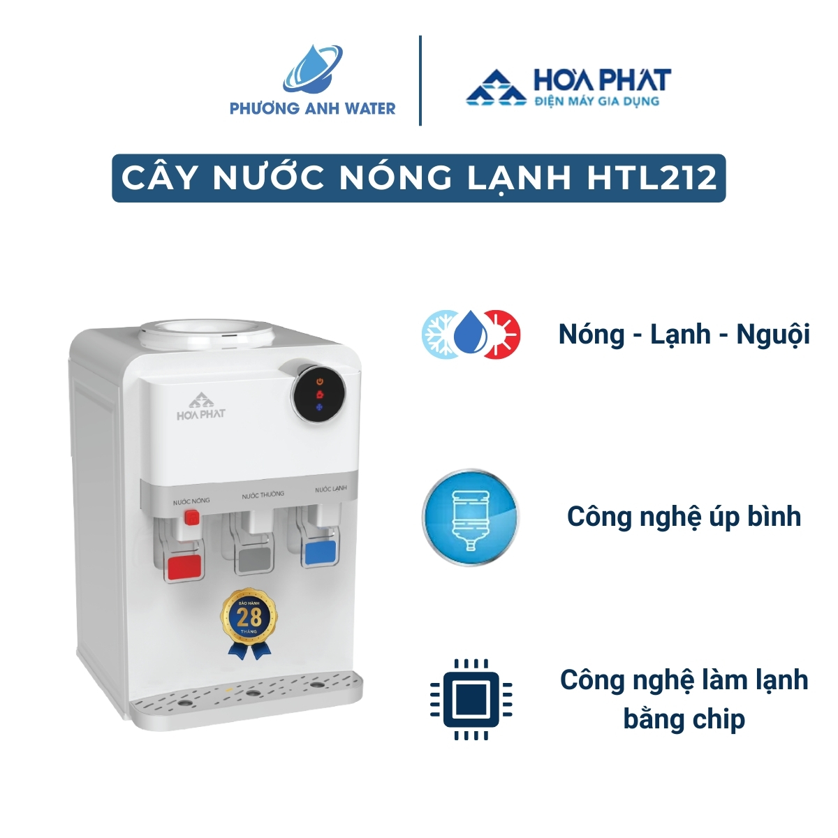 Cây nước nóng lạnh úp bình Hòa Phát HTL212 để bàn
