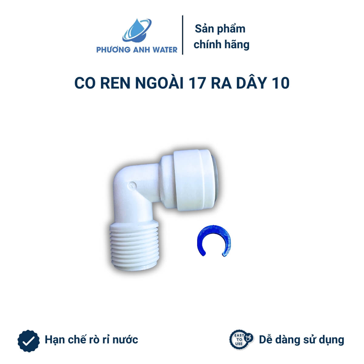 Co nối nhanh ren ngoài 17 ra dây 6 và dây 10 cho bơm