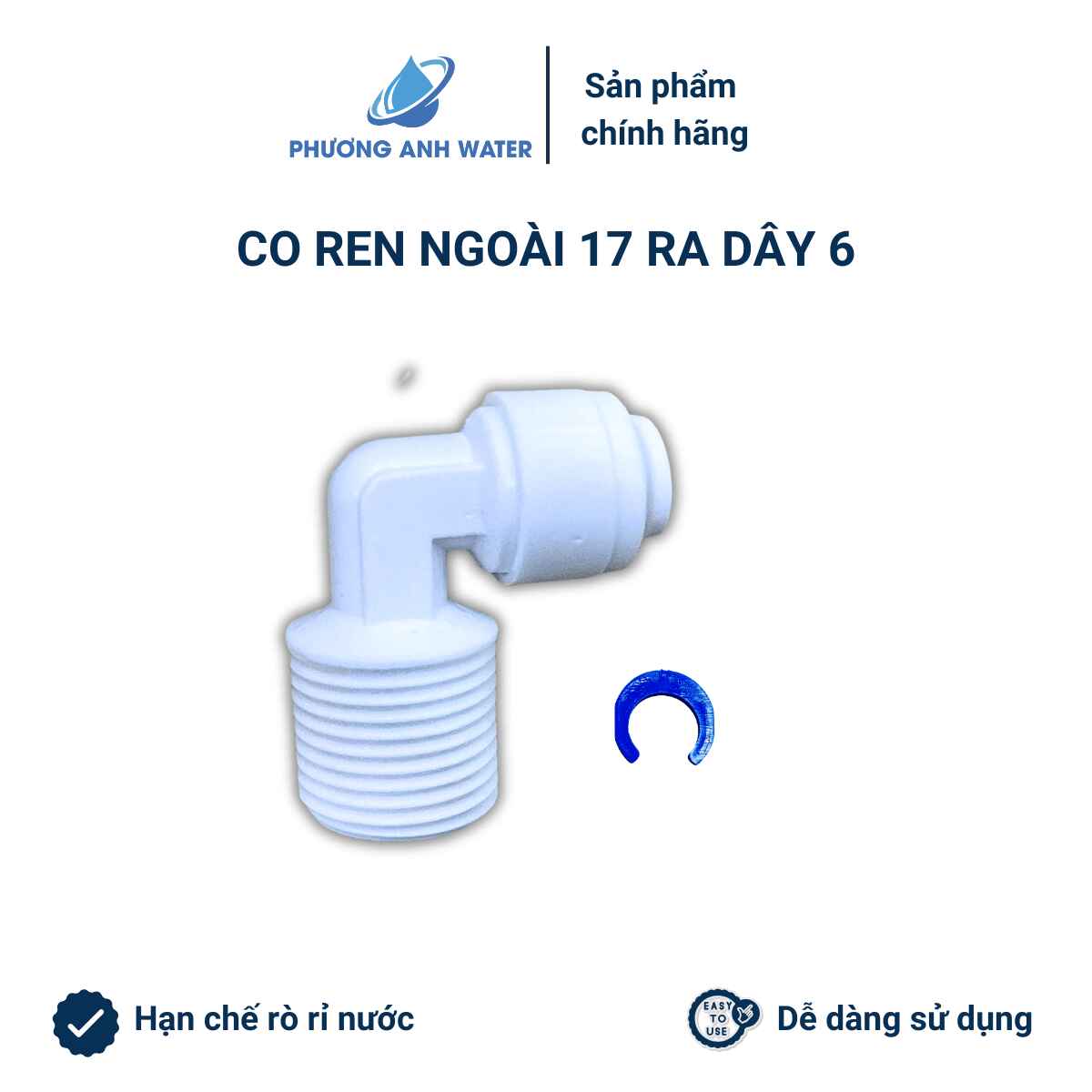 Co nối nhanh ren ngoài 17 ra dây 6 và dây 10 cho bơm