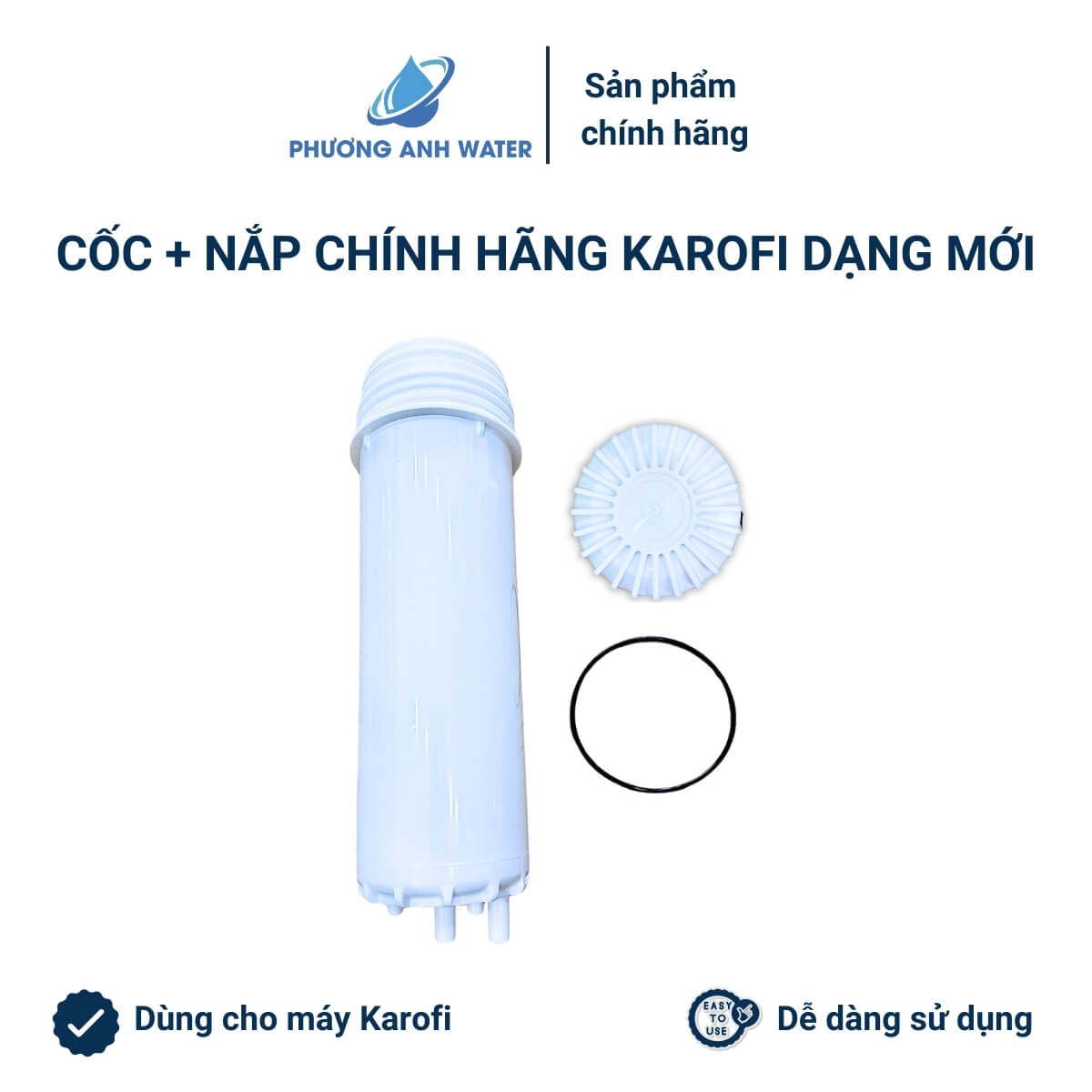 Khóa vặn cốc, nắp cốc và cốc lọc chính hãng Karofi