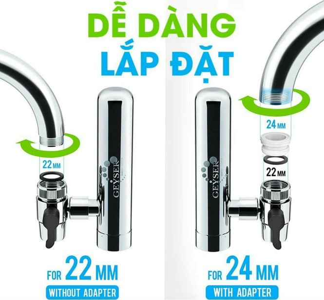 Máy lọc nước tại vòi Geyser Euro M