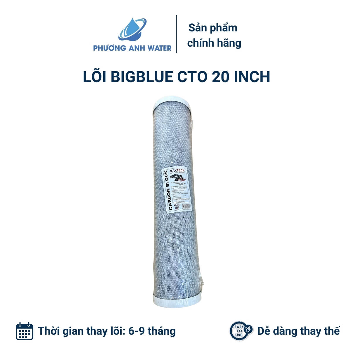 Lõi béo than hoạt tính dạng nén CTO 10 inch và 20 inch