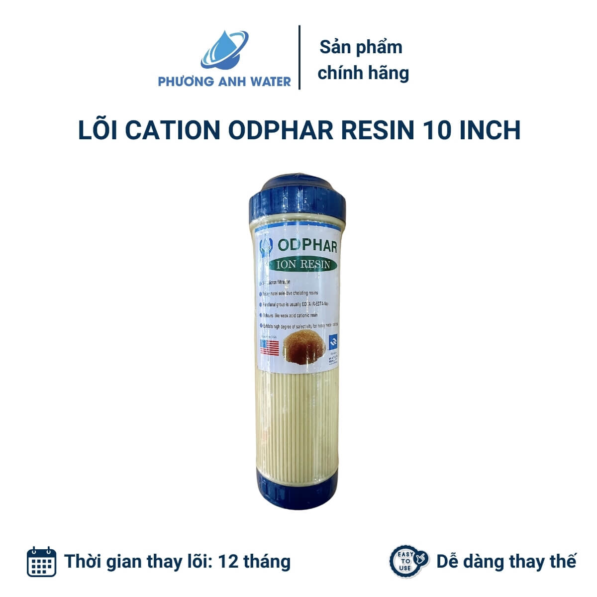 Lõi lọc Cation Odphar Resin 10 inch và 20 inch