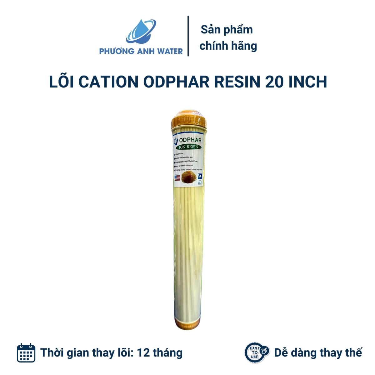 Lõi lọc Cation Odphar Resin 10 inch và 20 inch