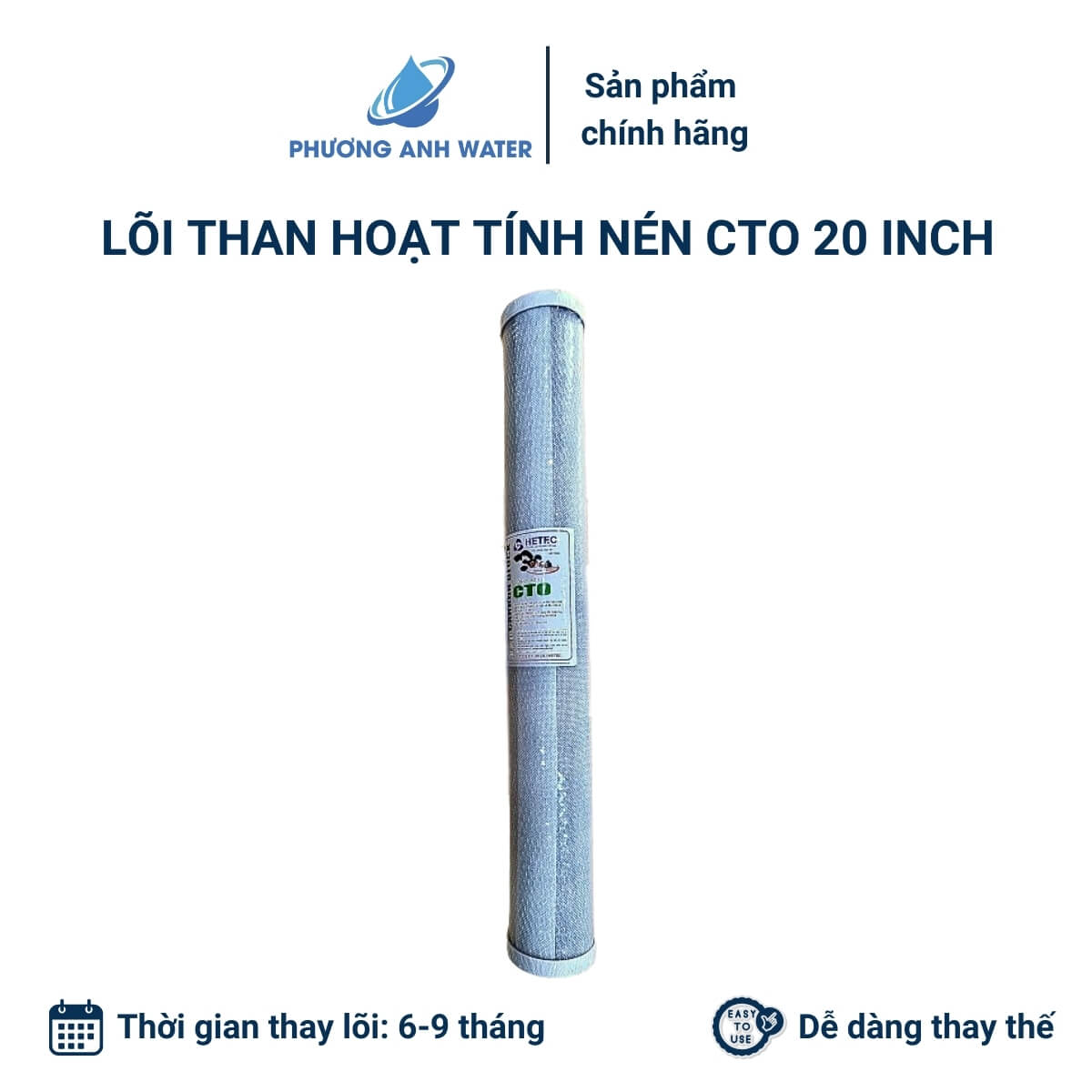 Lõi lọc than hoạt tính dạng nén CTO 20 inch