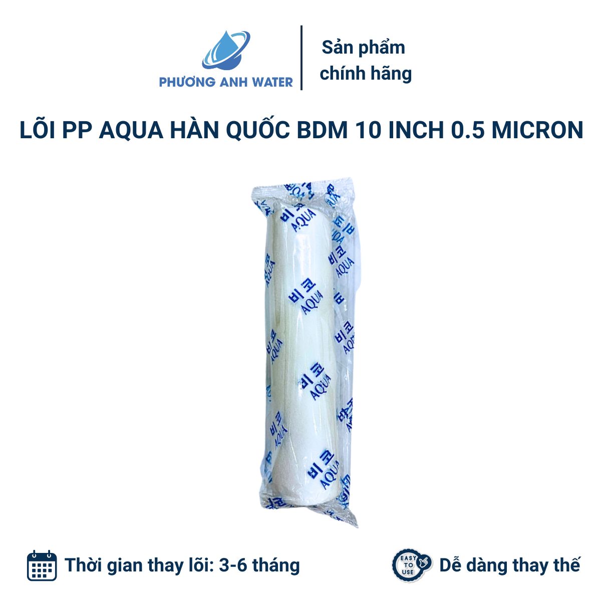 Lõi PP Aqua BDM Hàn Quốc 10 inch và 20 inch 0.5 micron
