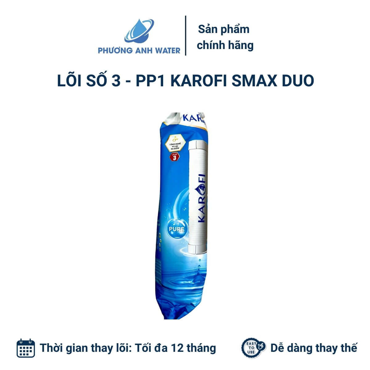 Bộ lõi lọc thô 123 SMAX Duo chính hãng Karofi