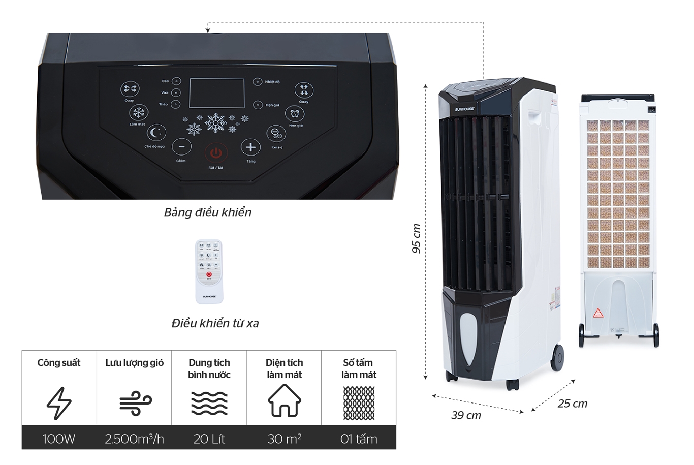 Quạt điều hòa làm mát Sunhouse SHD7719
