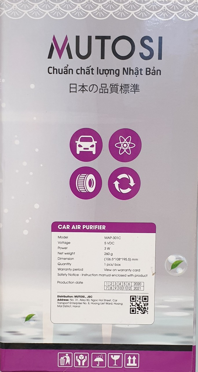 Máy lọc không khí ô tô Mutosi MAP-301C