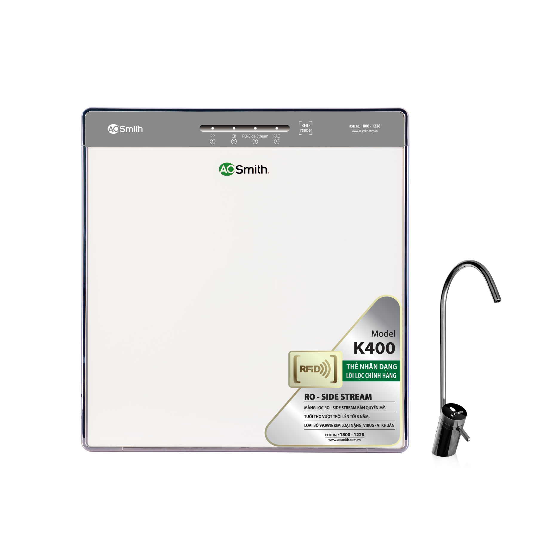 Máy lọc nước RO A. O. Smith K400 4 lõi