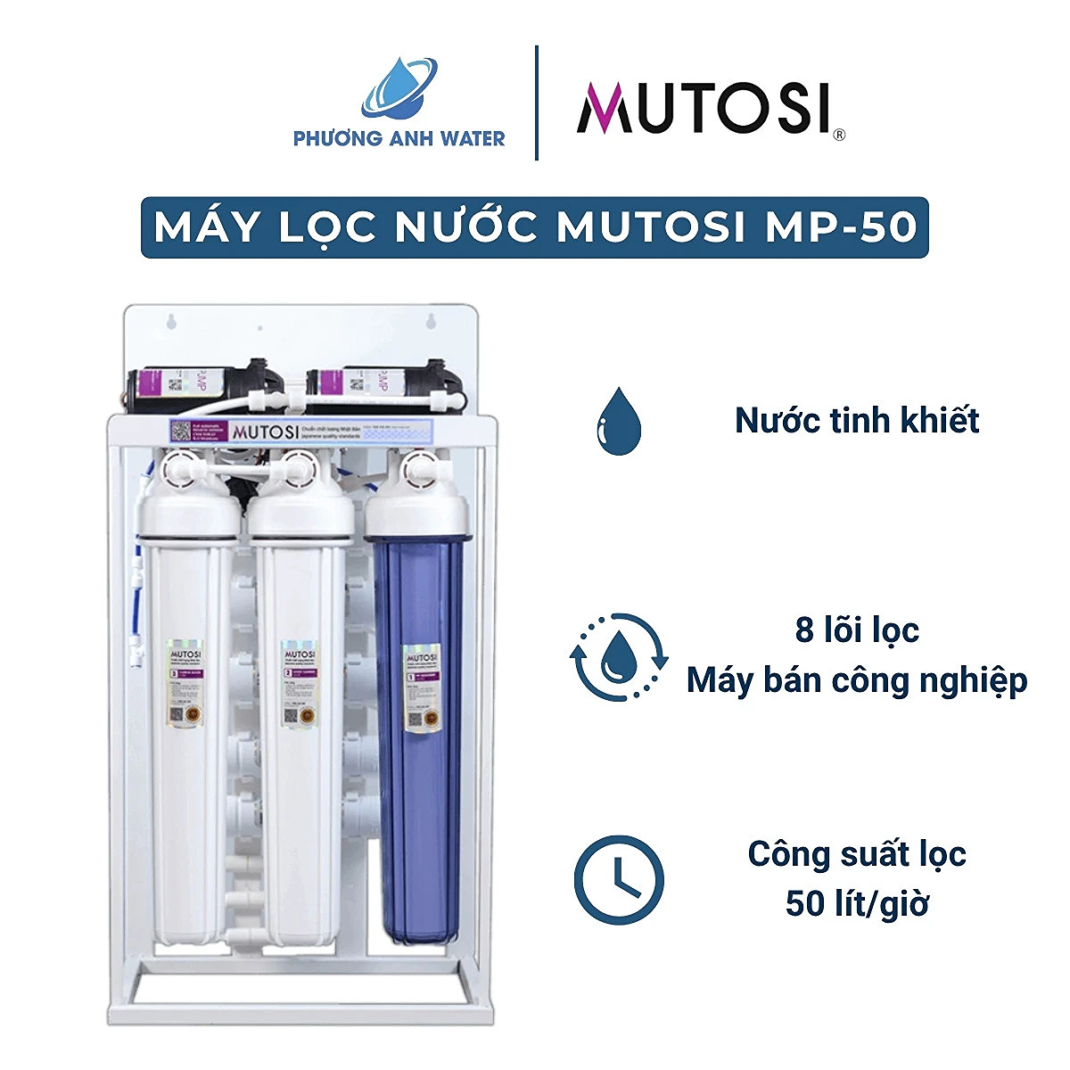 Máy lọc nước RO bán công nghiệp Mutosi 50L/H