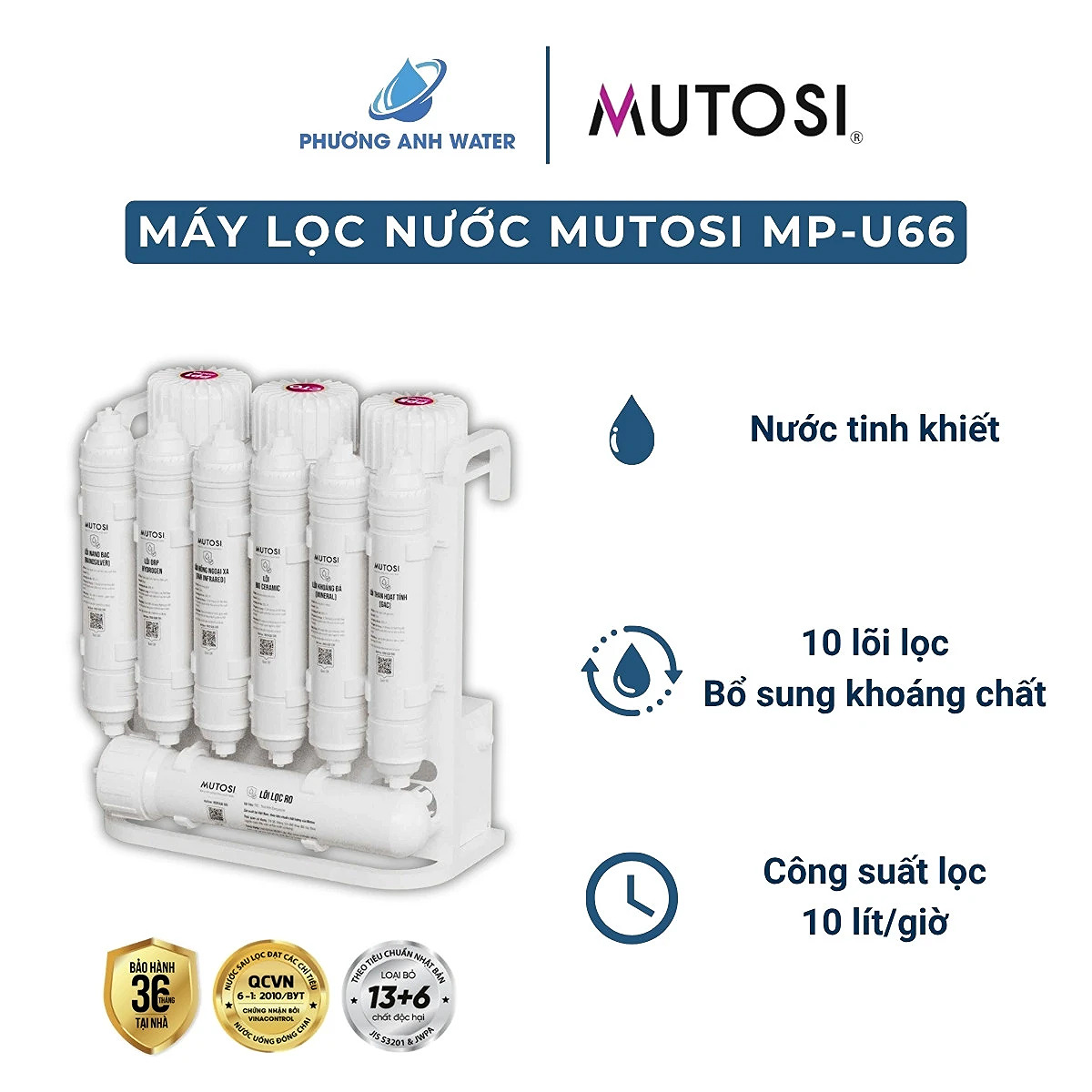 Máy lọc nước RO Mutosi MP-U66 10 lõi