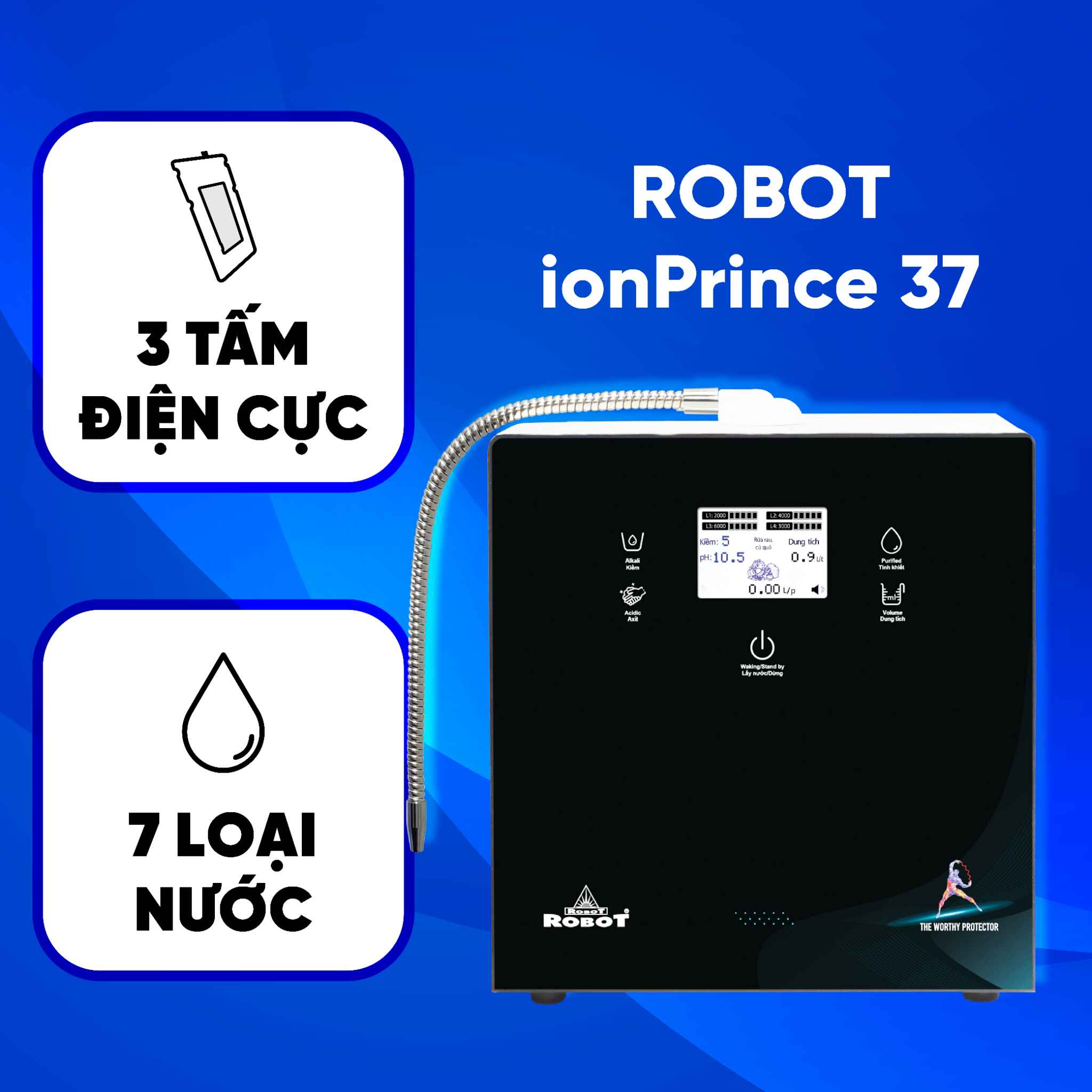 Máy lọc nước ION Kiềm Robot IONPRINCE 37 để bàn