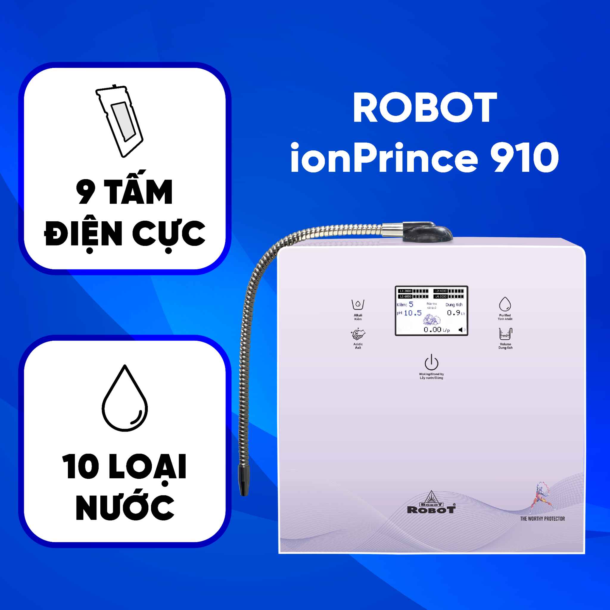 Máy lọc nước ION Kiềm Robot IONPRINCE 910 để bàn