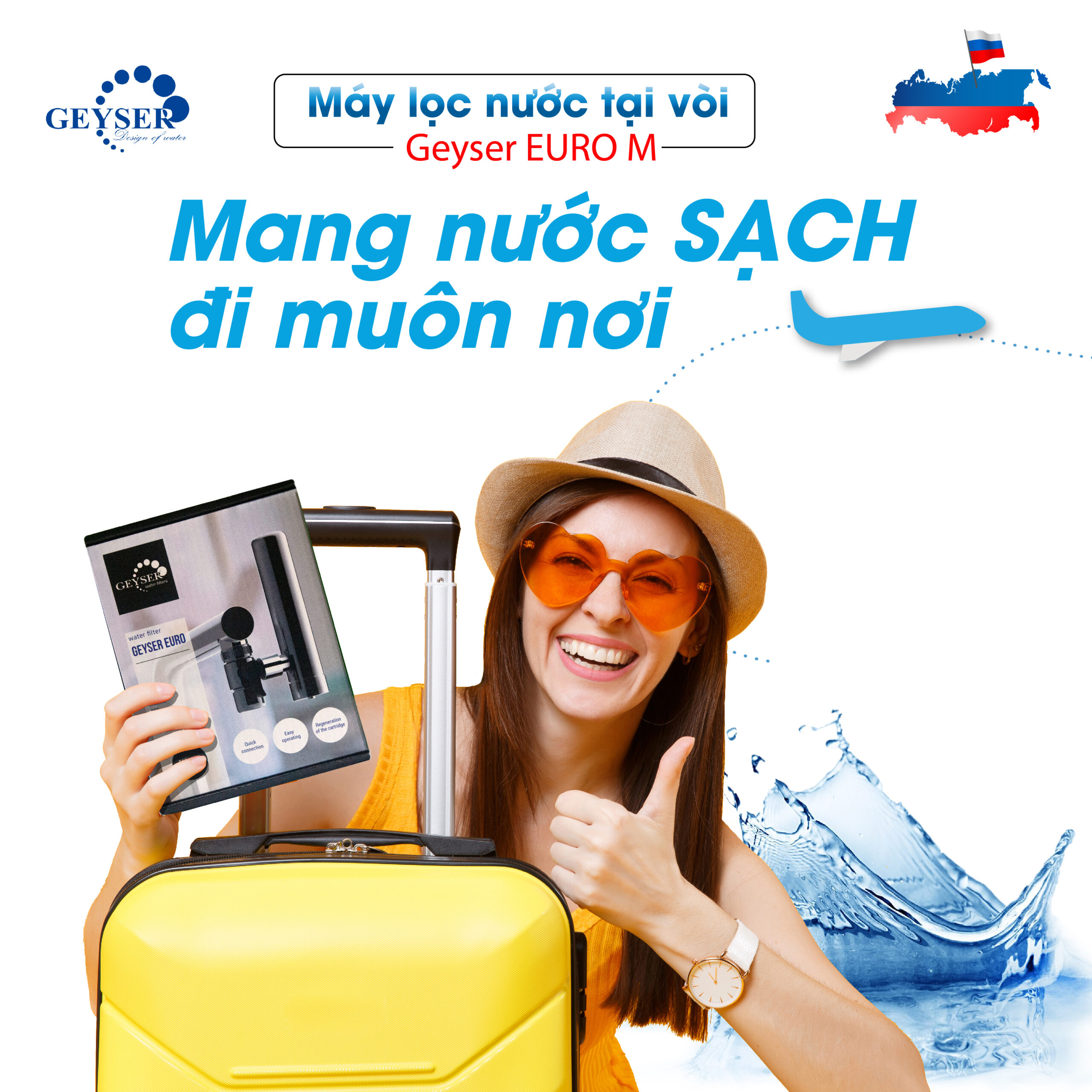 Máy lọc nước tại vòi Geyser Euro M