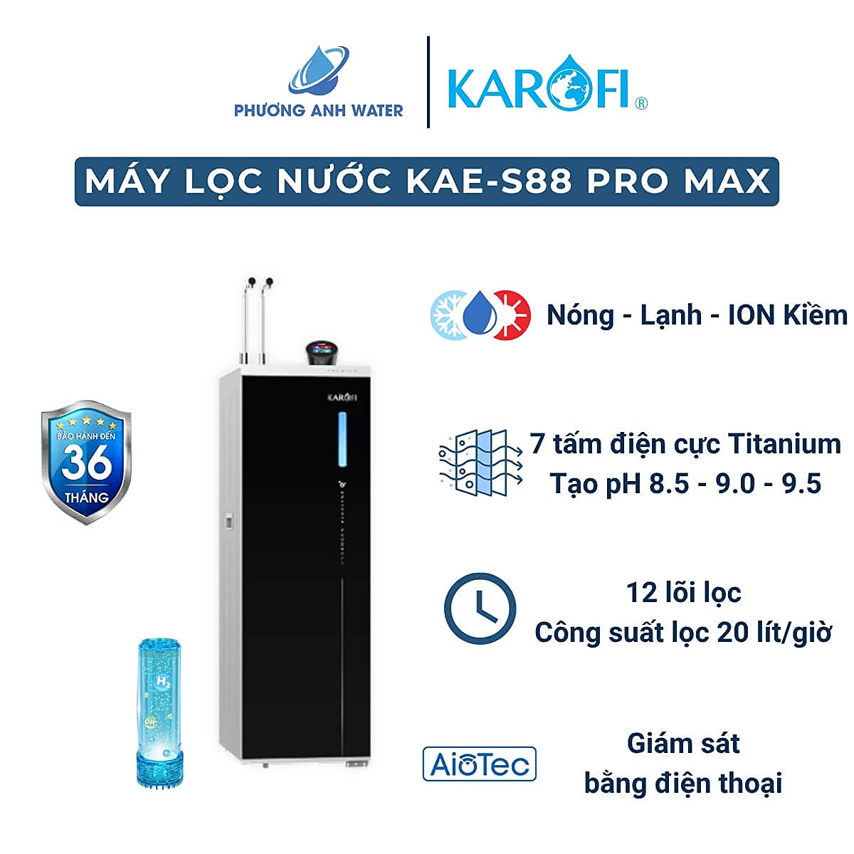 Máy lọc nước Karofi nóng lạnh Hydro-ION KAE-S88 Promax