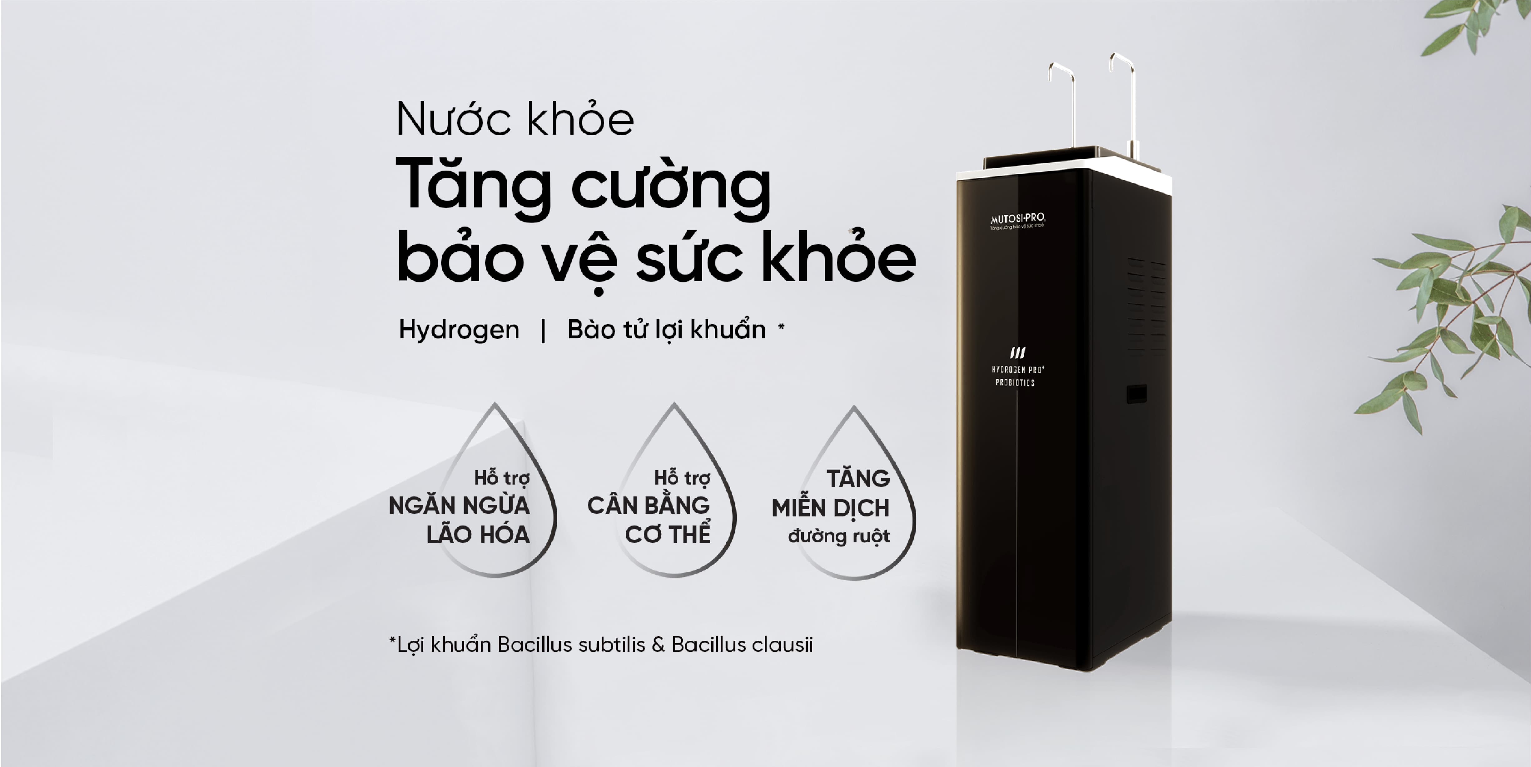 Máy lọc nước Mutosi Hydrogen Pro Plus Probiotics Ion Kiềm MP-F081-HC4H5P