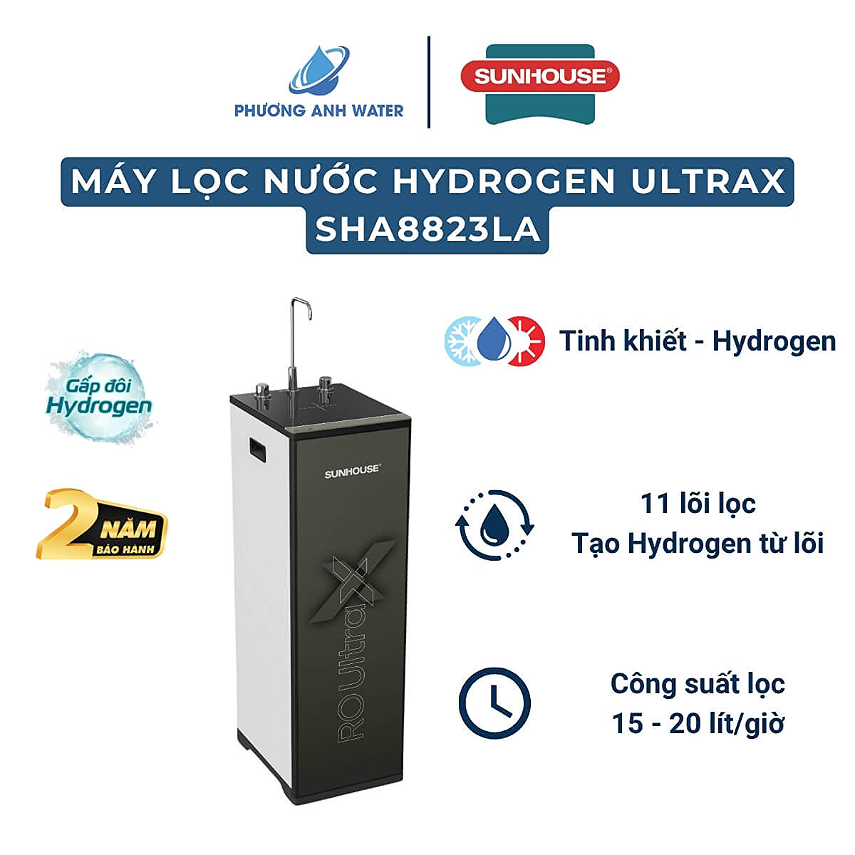 Máy lọc nước Hydrogen UltraX Sunhouse SHA8823LA