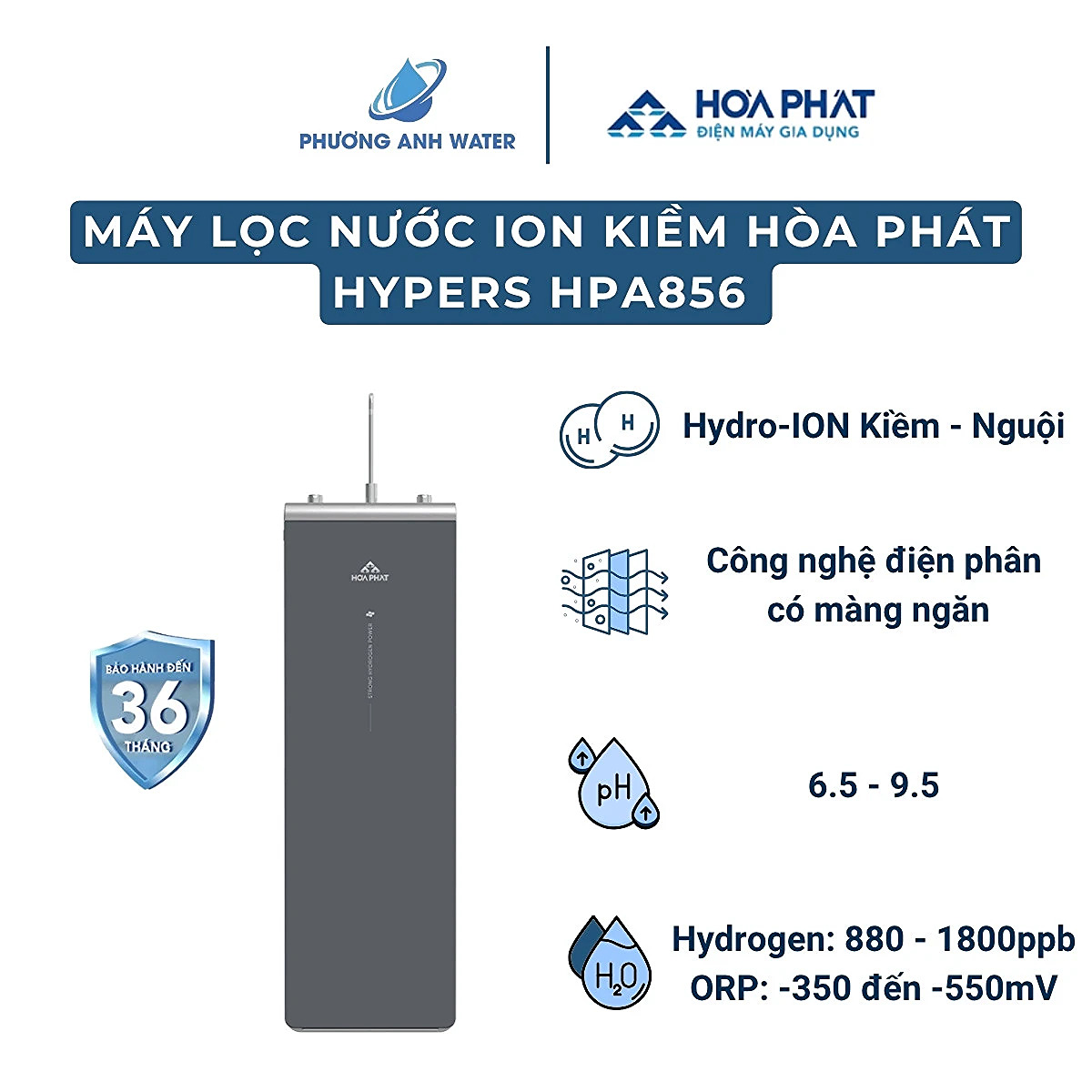 Máy lọc nước ION Kiềm Hòa Phát HPA856 12 lõi