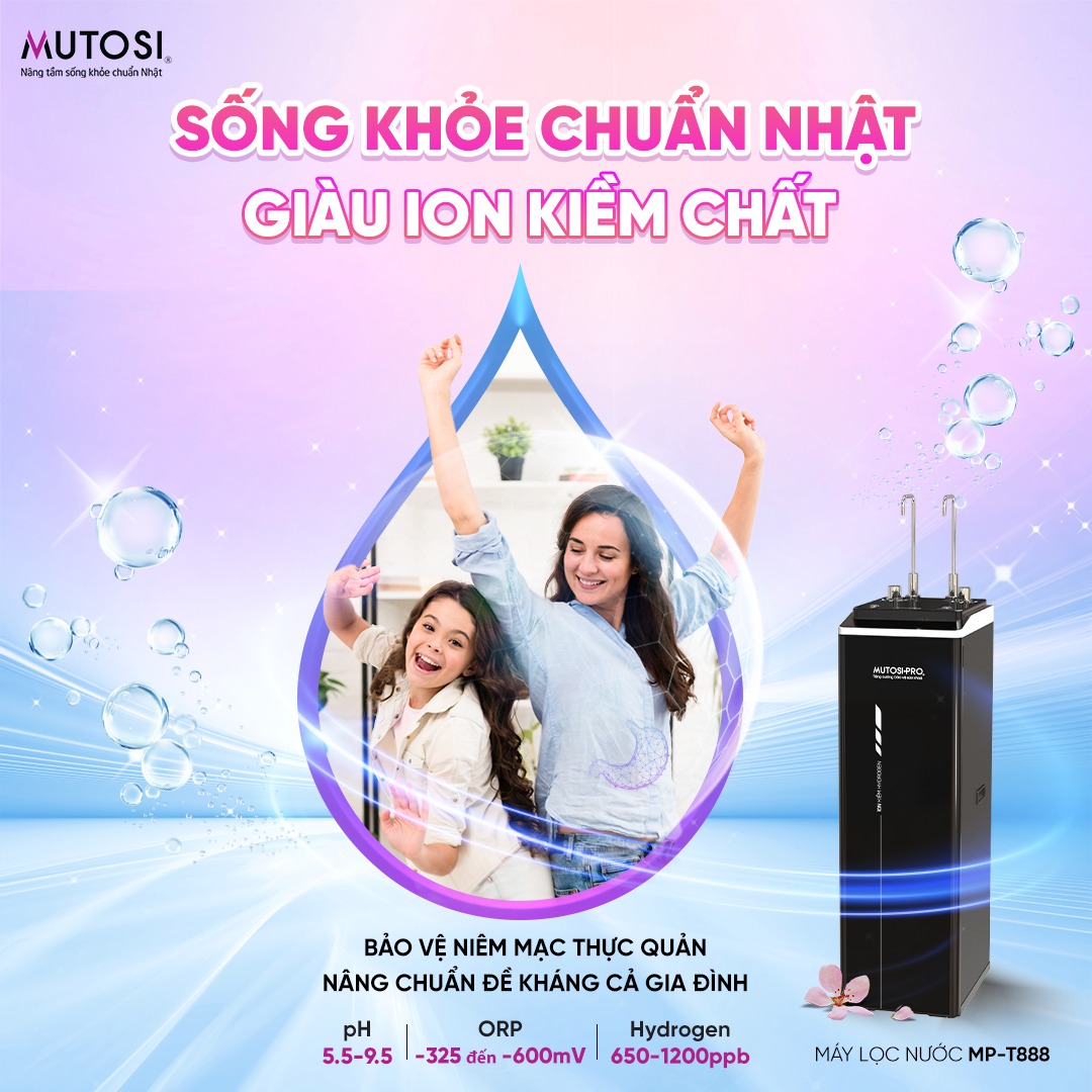 Máy lọc nước nóng lạnh ION Kiềm Hydrogen Mutosi MP-T888