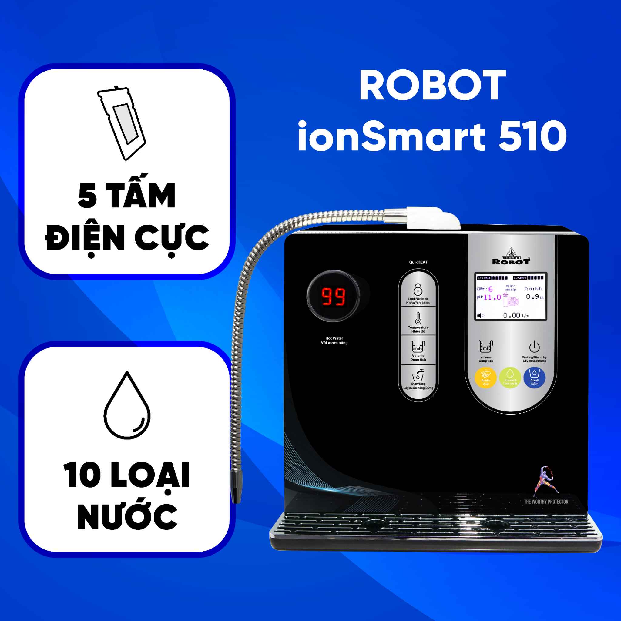 Máy lọc nước ION Kiềm Robot IONSMART 510 để bàn