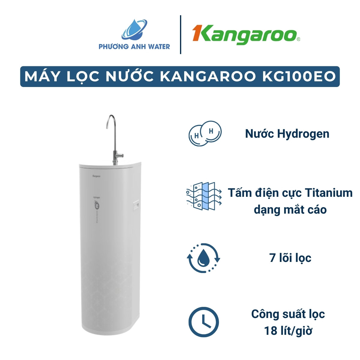 Máy lọc nước Hydrogen Kangaroo KG100EO OVAL 7 lõi
