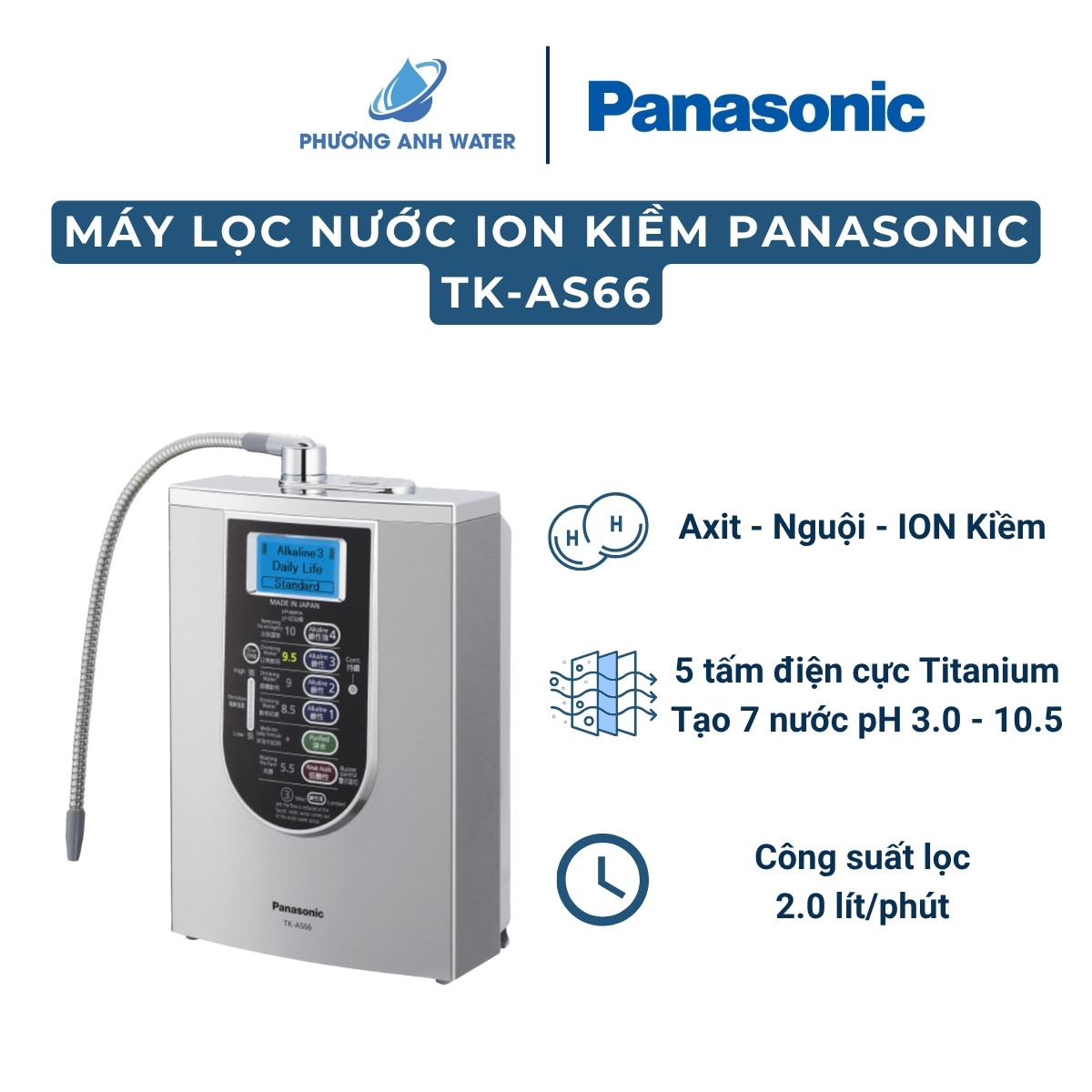 Máy lọc nước ION Kiềm Panasonic TK-AS66