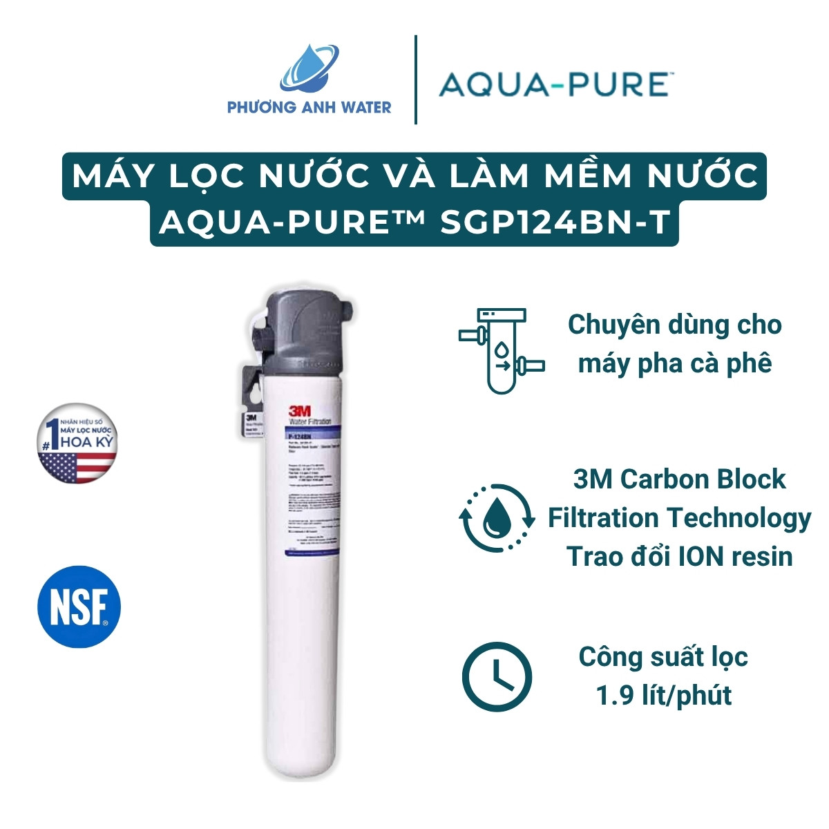Máy lọc nước và làm mềm nước Aqua-Pure™ SGP124BN-T