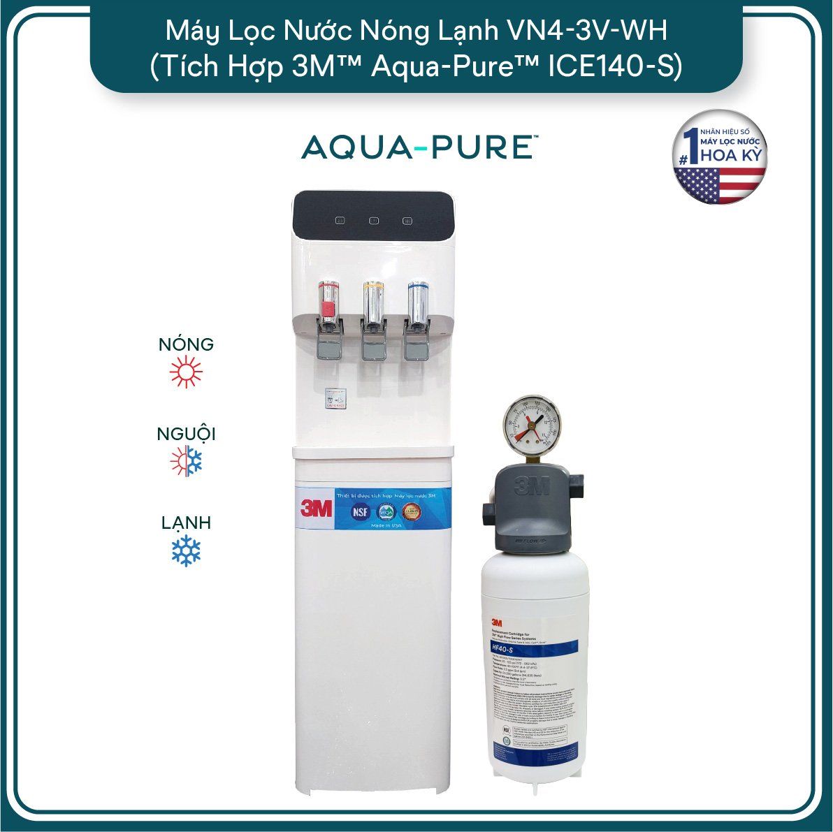 Cây lọc nước nóng lạnh VN4-3V-WH (tích hợp Aqua-Pure™ ICE140-S)