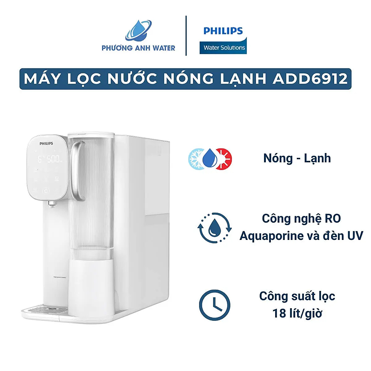Máy lọc nước nóng lạnh để bàn Philips ADD6912WH/74