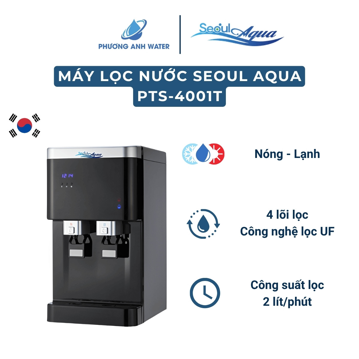 Máy lọc nước nóng lạnh Seoul Aqua PTS-4001T 4 lõi