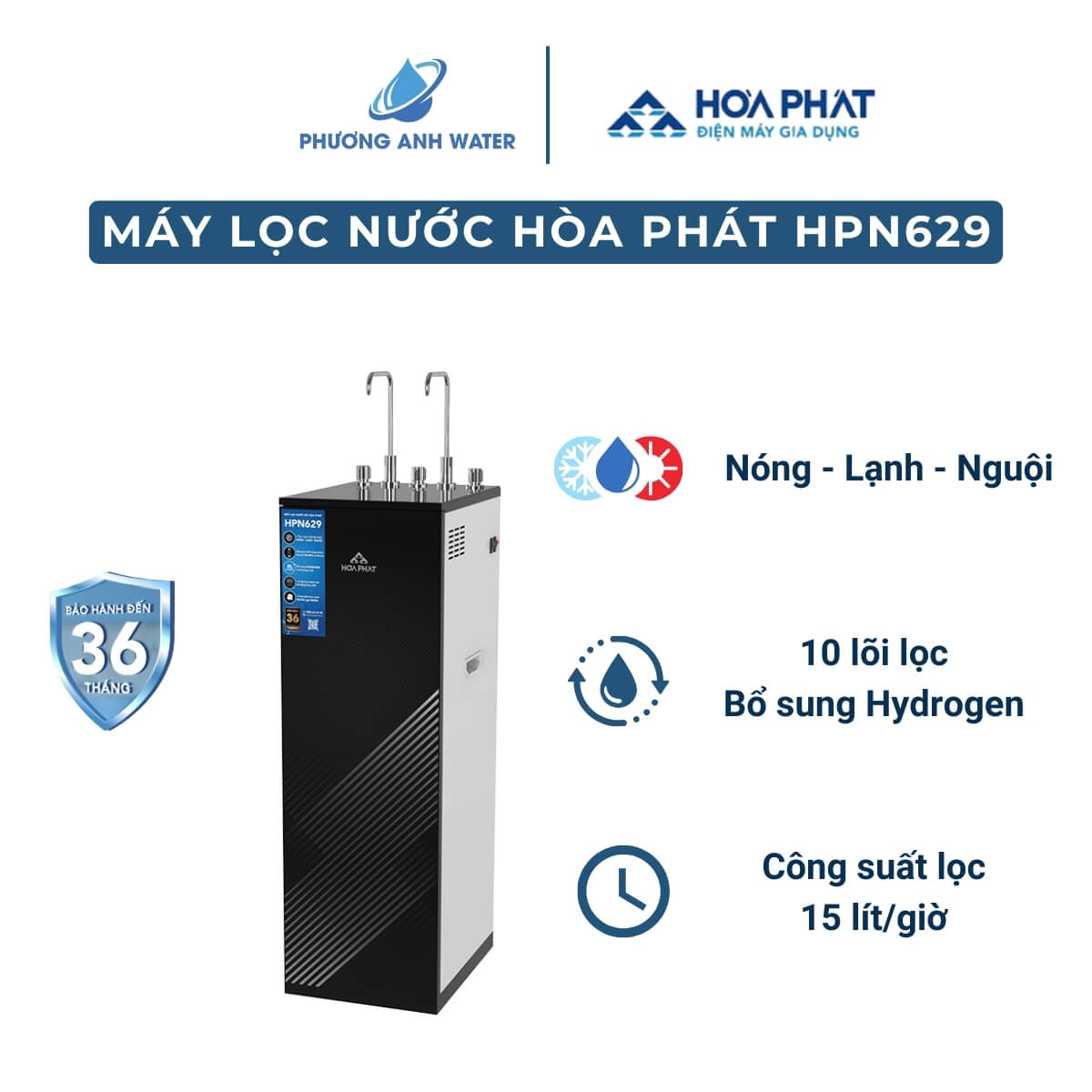 Máy lọc nước nóng lạnh Hòa Phát HPN629 10 lõi