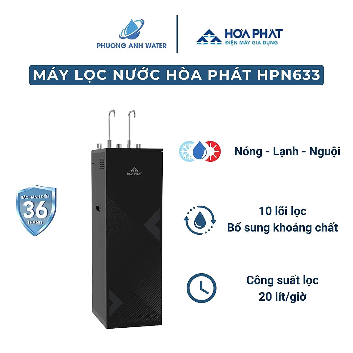 Máy lọc nước nóng lạnh Hòa Phát HPN633 10 lõi