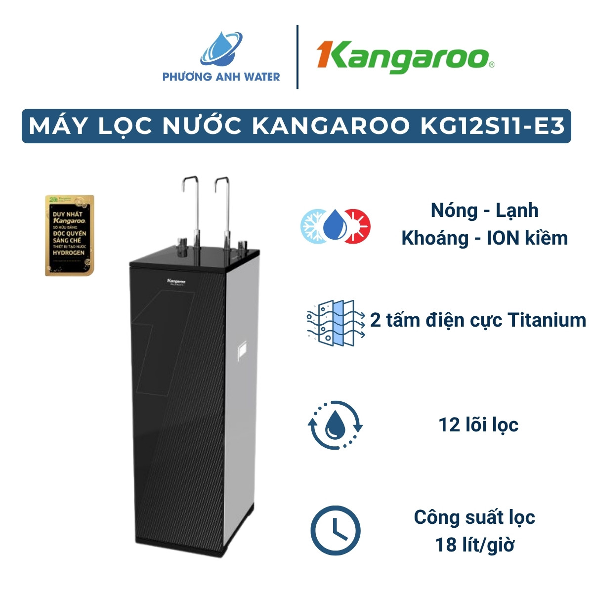 Máy lọc nước nóng lạnh Hydrogen Kangaroo KG12S11-E3