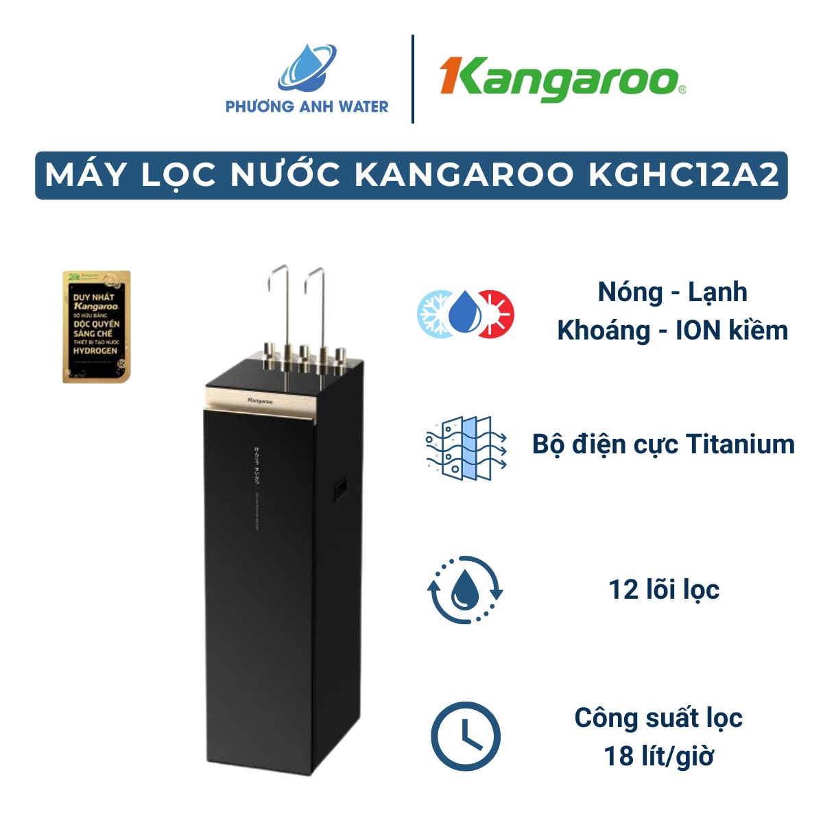 Máy lọc nước nóng lạnh ION Kiềm Kangaroo Sumire KGHC12A2