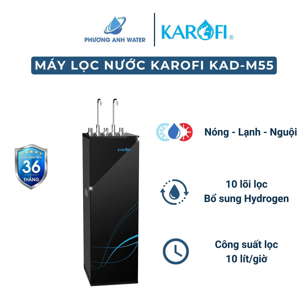 Máy lọc nước nóng lạnh Karofi KAD-M55 10 lõi
