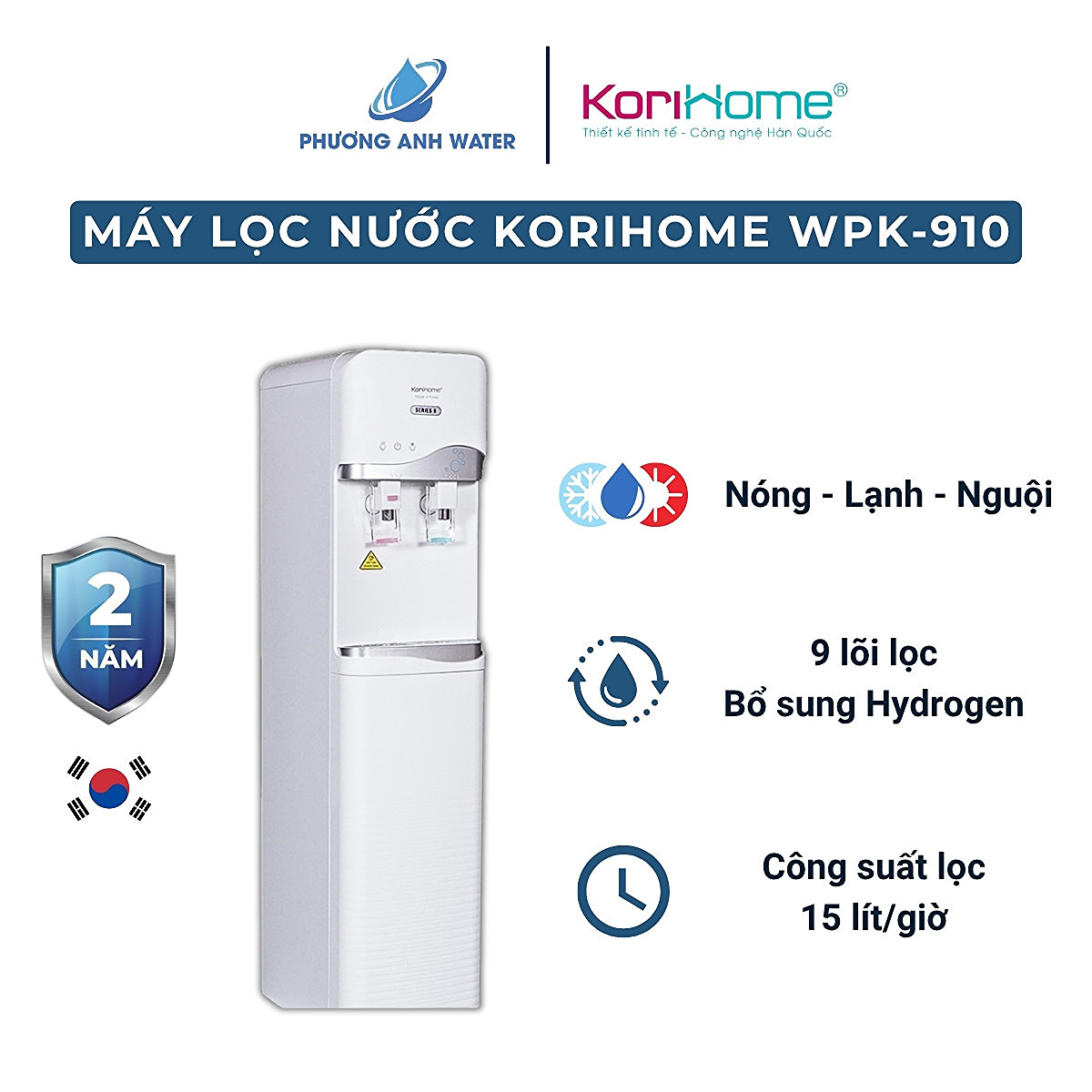 Máy lọc nước nóng lạnh Korihome WPK-910 9 lõi