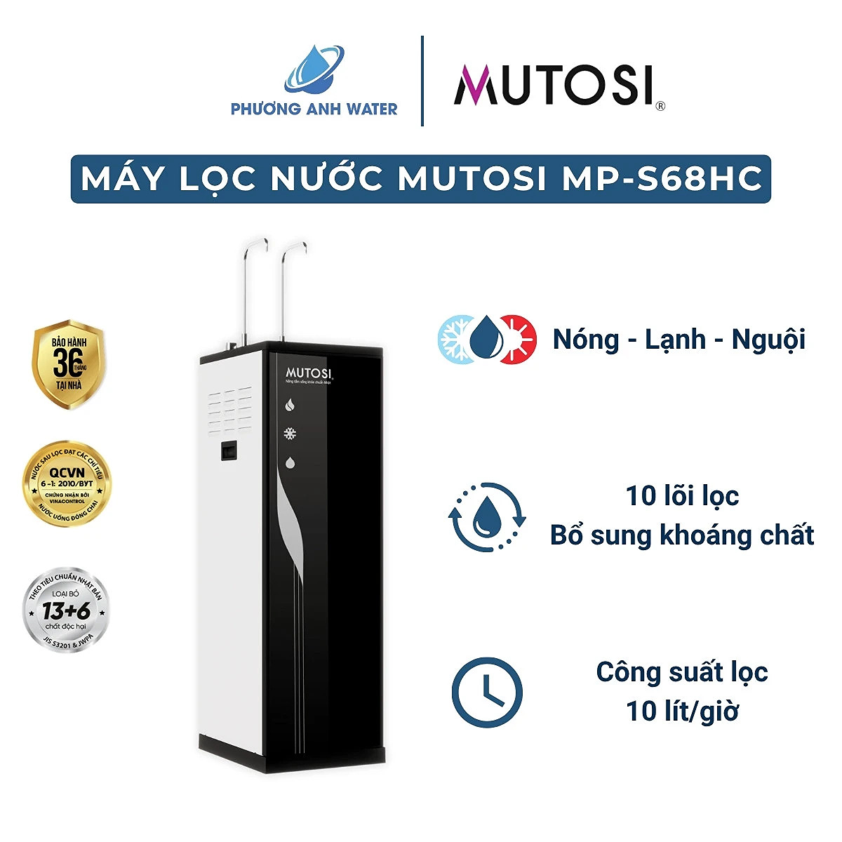 Máy lọc nước nóng lạnh Mutosi MP-S68HC 10 lõi