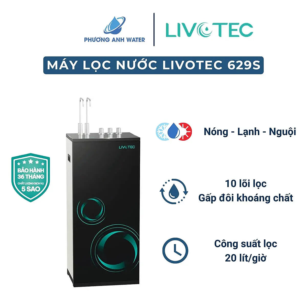Máy lọc nước nóng lạnh Livotec 629S 10 lõi