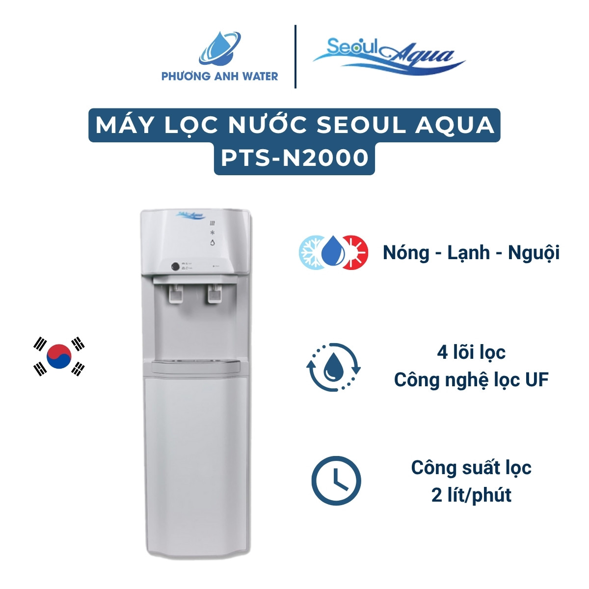 Máy lọc nước nóng lạnh Seoul Aqua PTS-N2000 4 lõi
