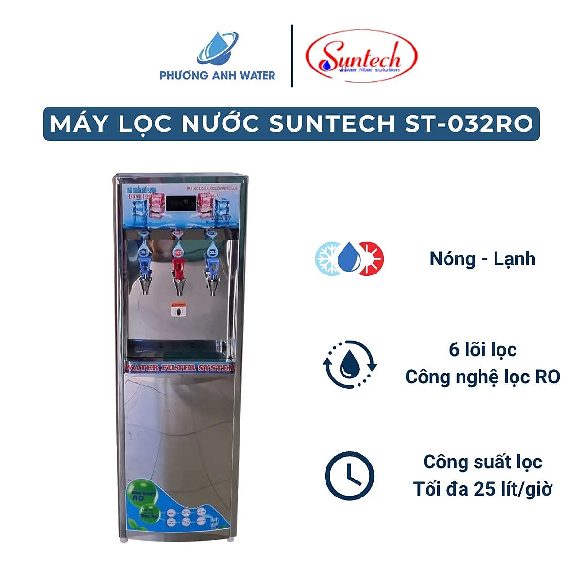 Máy lọc nước 3 vòi nóng lạnh Suntech ST-032RO 6 lõi