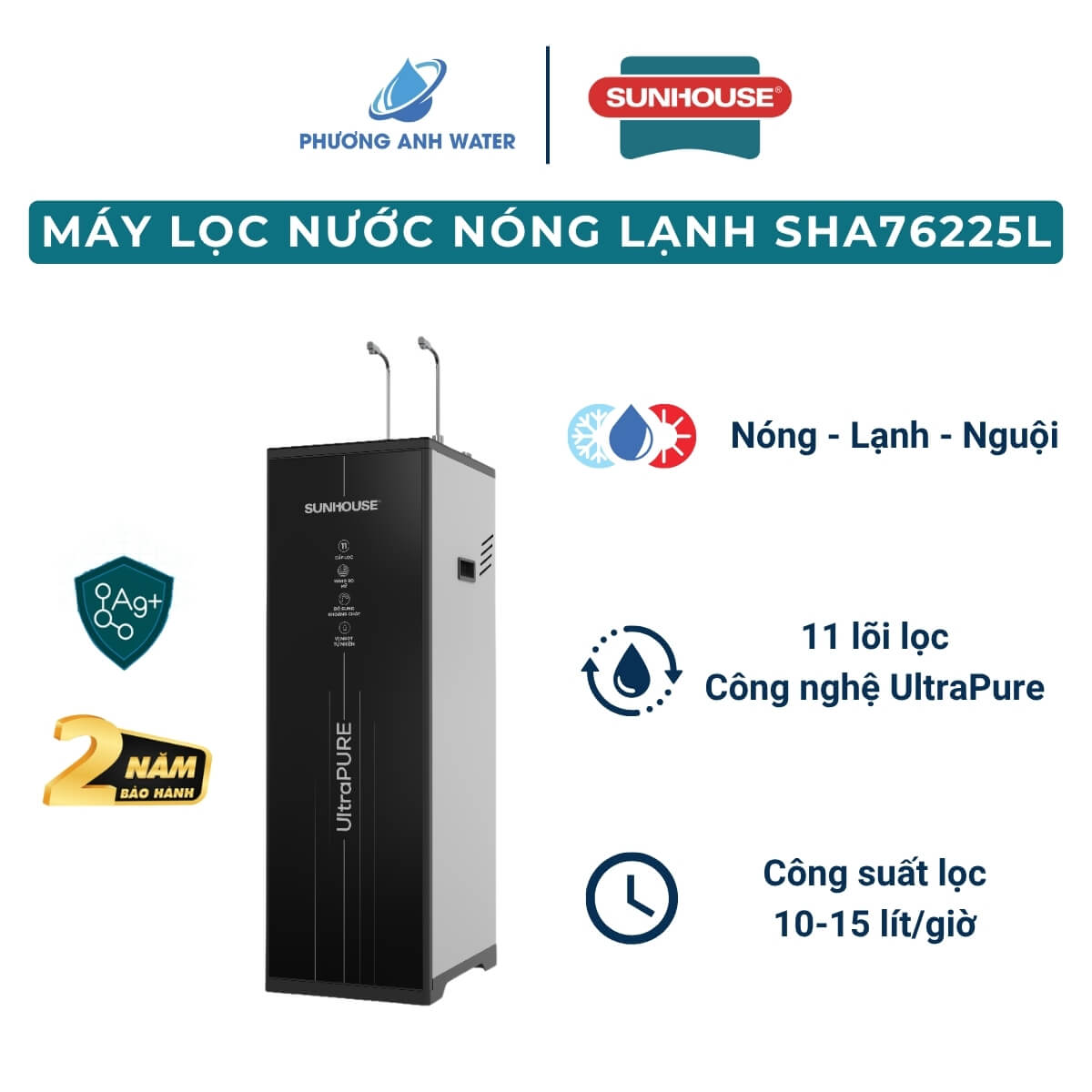 Máy lọc nước nóng lạnh UltraPURE Sunhouse SHA76225L