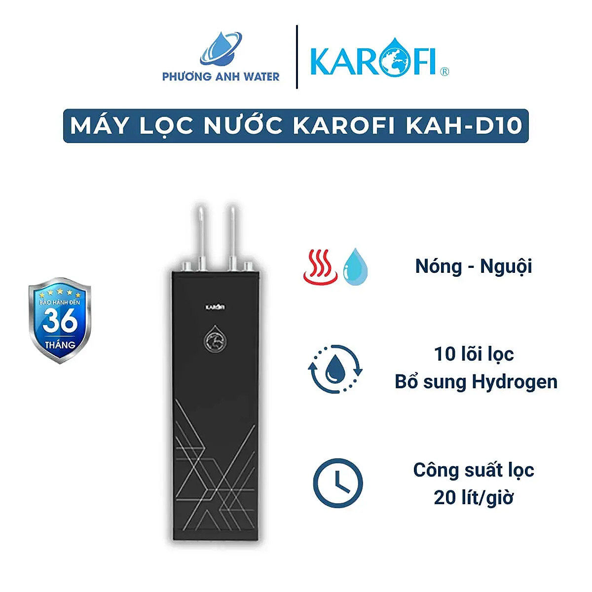 Máy lọc nước nóng nguội Karofi KAH-D10 10 lõi