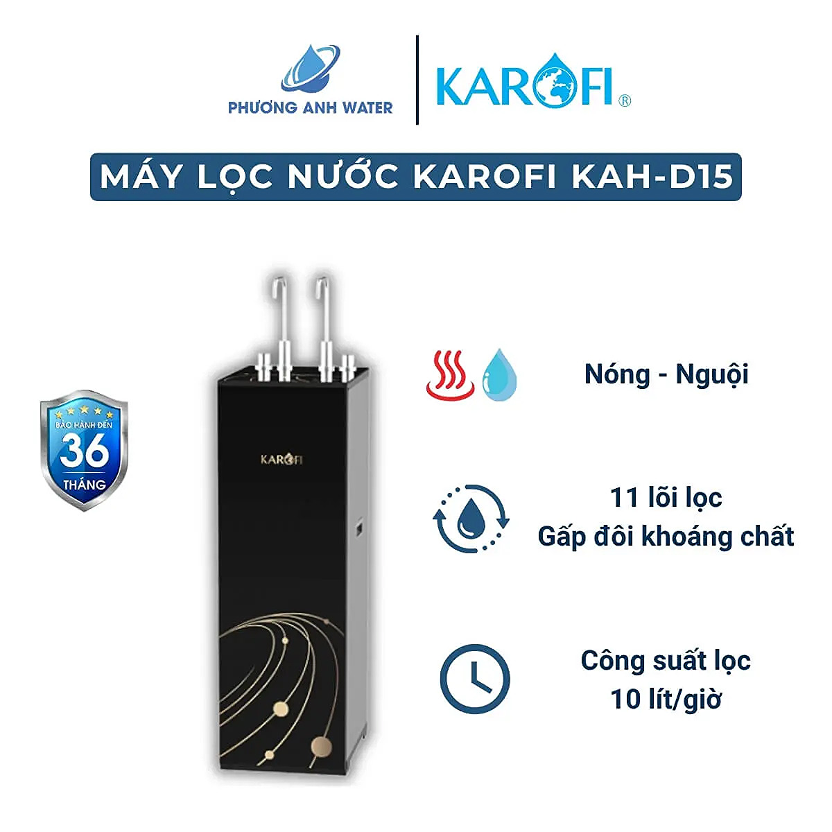 Máy lọc nước nóng nguội Karofi KAH-D15 11 lõi