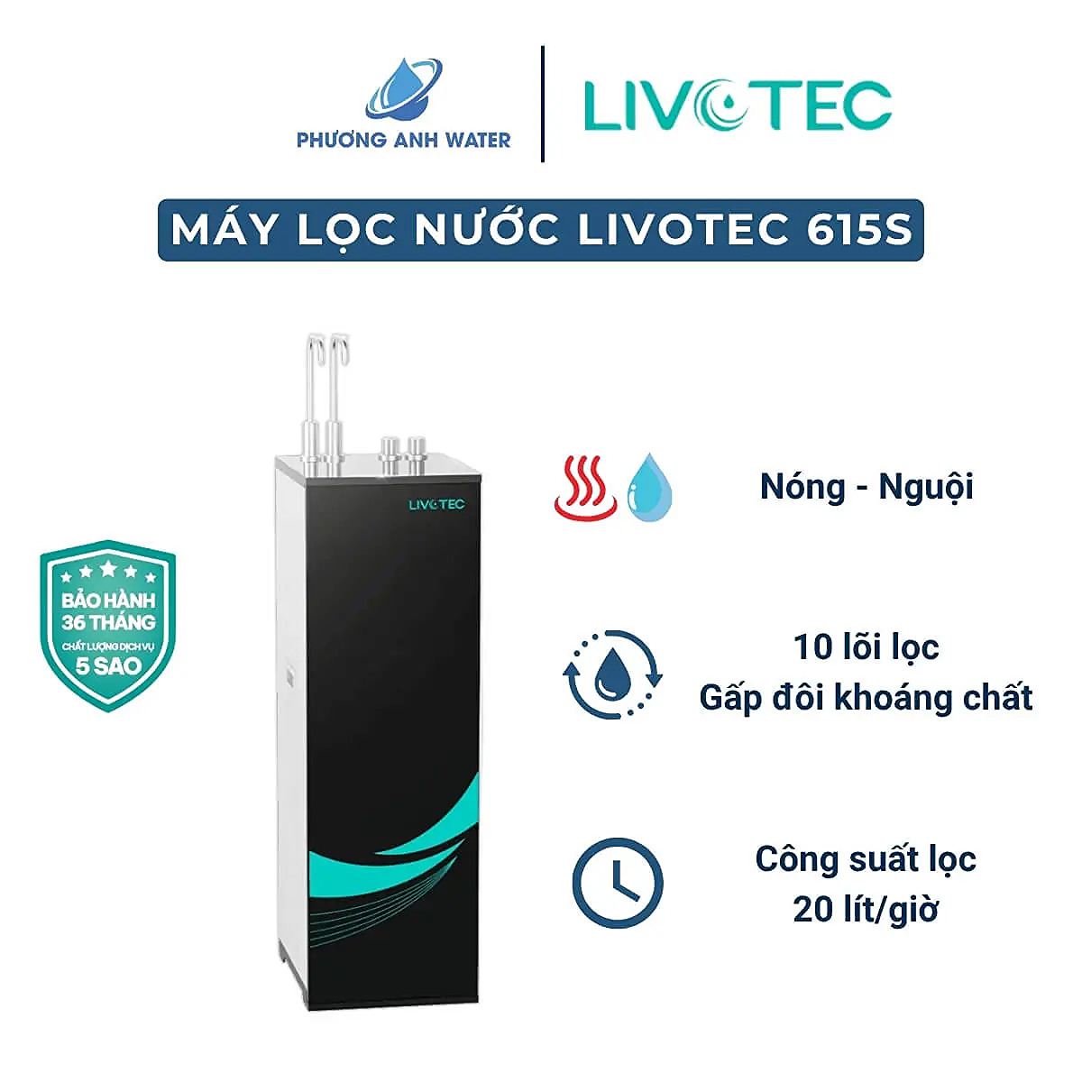 Máy lọc nước nóng nguội Livotec 615S 10 lõi