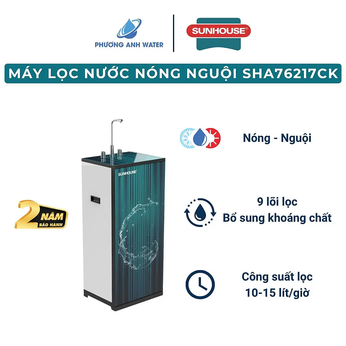 Máy lọc nước nóng nguội Sunhouse SHA76217CK